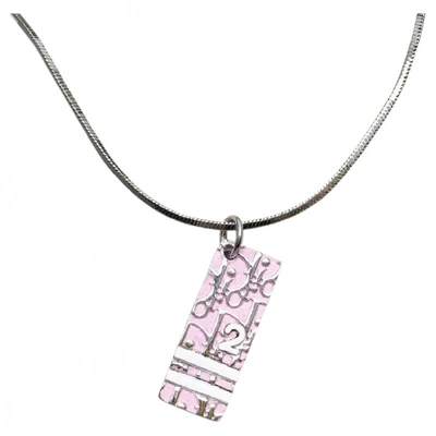 Pre-owned Dior Oblique Pink Silver Pendant