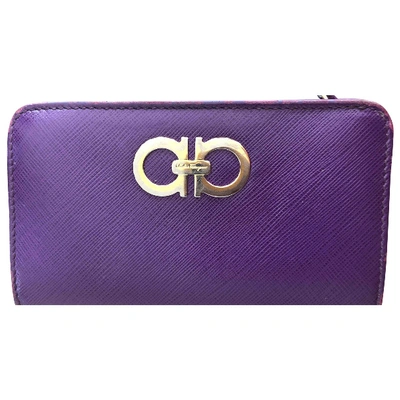 Pre-owned Ferragamo Leather Wallet In Purple