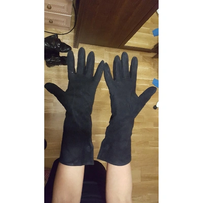 Pre-owned Chanel Black Suede Gloves