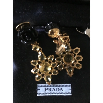 Pre-owned Prada Crystal Earrings In Yellow