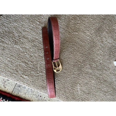Pre-owned Gucci Leather Belt In Pink