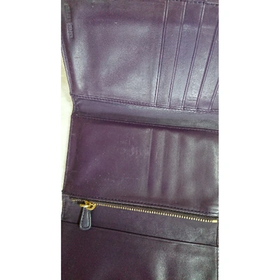 Pre-owned Miu Miu Leather Wallet In Purple