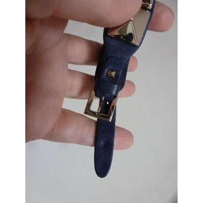 Pre-owned Valentino Garavani Leather Bracelet In Blue