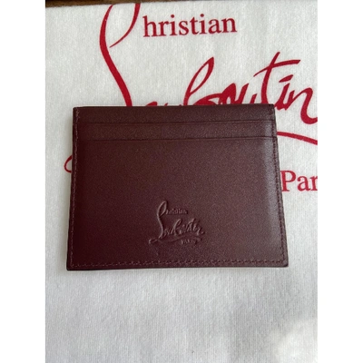 Pre-owned Christian Louboutin Leather Card Wallet In Burgundy