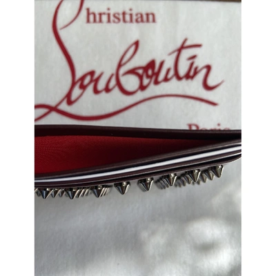 Pre-owned Christian Louboutin Leather Card Wallet In Burgundy