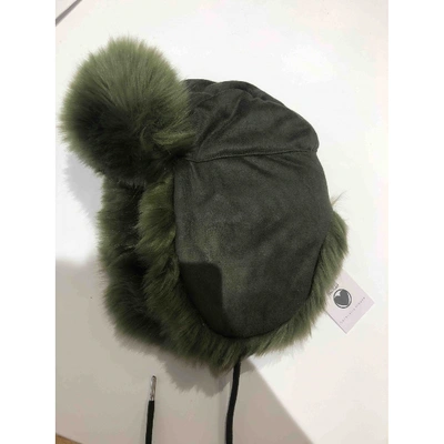 Pre-owned Charlotte Simone Green Faux Fur Hat