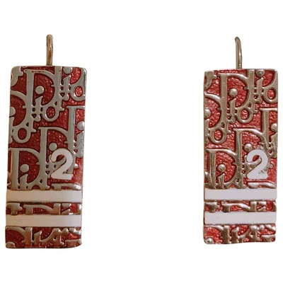 Pre-owned Dior Oblique Earrings In Red