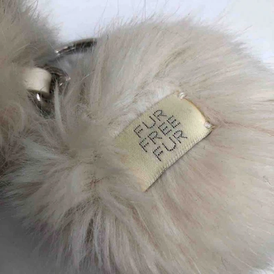 Pre-owned Stella Mccartney Faux Fur Bag Charm In White