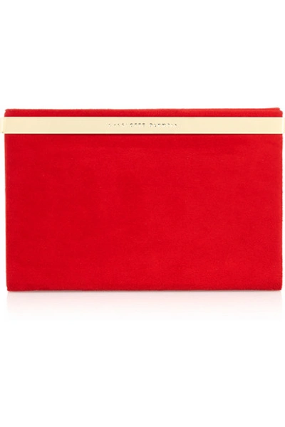 Shop Charlotte Olympia Vanity Suede Clutch In Red