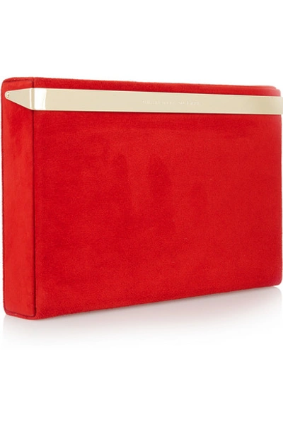 Shop Charlotte Olympia Vanity Suede Clutch In Red
