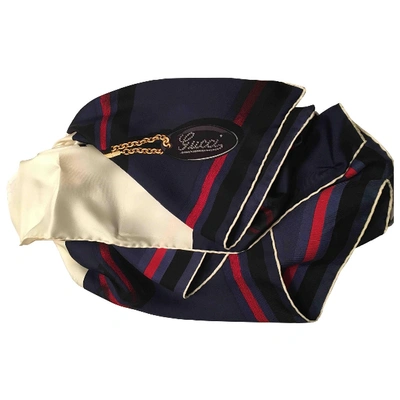 Pre-owned Gucci Silk Neckerchief In Navy