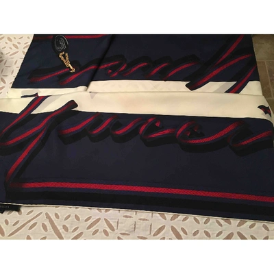 Pre-owned Gucci Silk Neckerchief In Navy