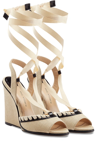 Paul Andrew Neapoli Wedges With Leather In Beige