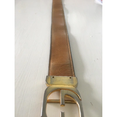 Pre-owned Gucci Interlocking Buckle Brown Leather Belt