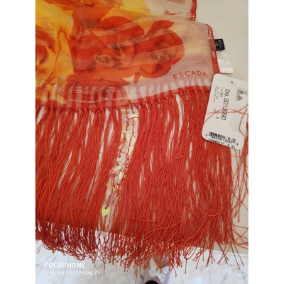 Pre-owned Escada Silk Scarf In Orange