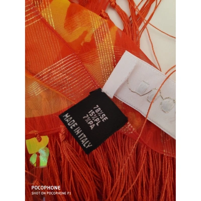 Pre-owned Escada Silk Scarf In Orange