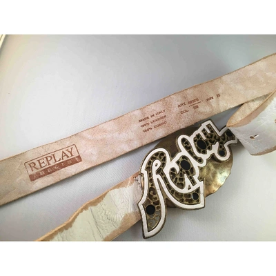Pre-owned Replay Leather Belt In White