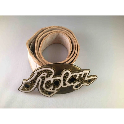 Pre-owned Replay Leather Belt In White