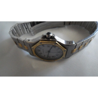 Pre-owned Cartier Santos Ronde Silver Gold And Steel Watch