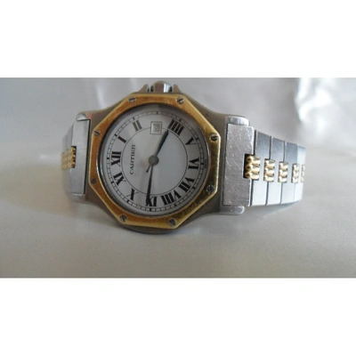 Pre-owned Cartier Santos Ronde Silver Gold And Steel Watch