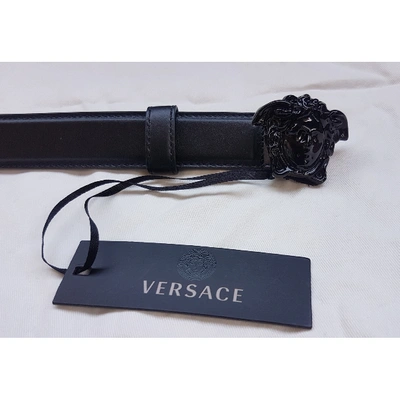 Pre-owned Versace Leather Belt In Black