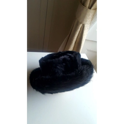 Pre-owned Dolce & Gabbana Black Mongolian Lamb Hat