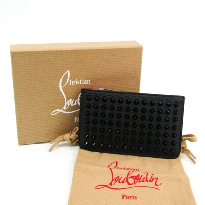 Pre-owned Christian Louboutin Panettone Black Leather Wallet