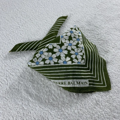 Pre-owned Pierre Balmain Silk Handkerchief In Green