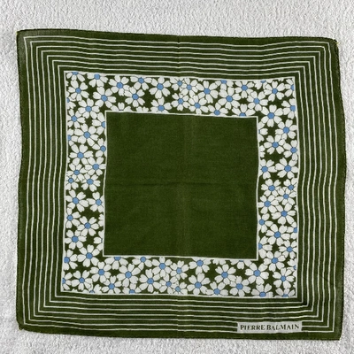 Pre-owned Pierre Balmain Silk Handkerchief In Green