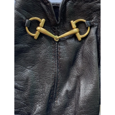 Pre-owned Gucci Leather Gloves In Brown