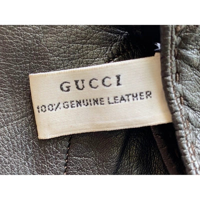 Pre-owned Gucci Leather Gloves In Brown