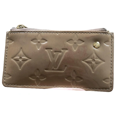 Pre-owned Louis Vuitton Leather Card Wallet In Beige