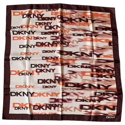 Pre-owned Dkny Silk Neckerchief In Brown