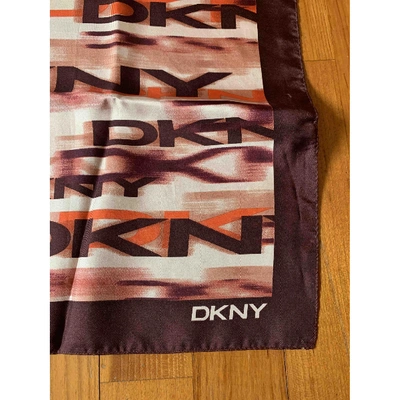 Pre-owned Dkny Silk Neckerchief In Brown