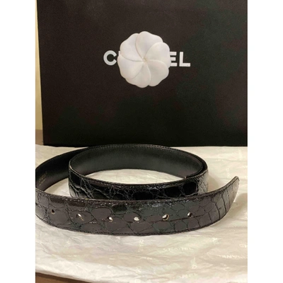 Pre-owned Chanel Black Python Belt