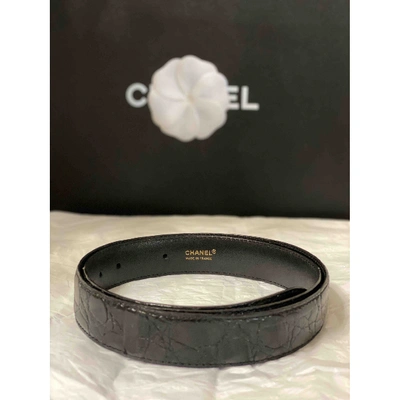 Pre-owned Chanel Black Python Belt