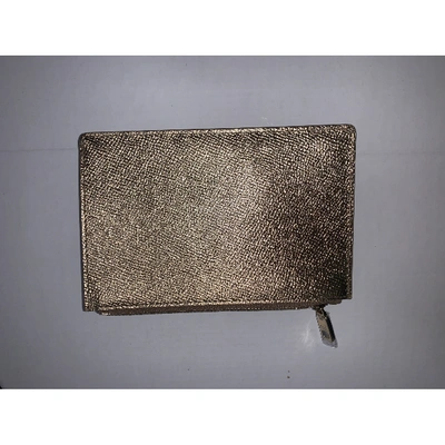 Pre-owned Dolce & Gabbana Leather Card Wallet In Gold