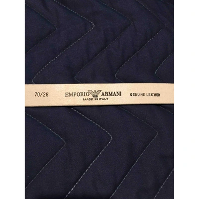 Pre-owned Emporio Armani Leather Belt In White