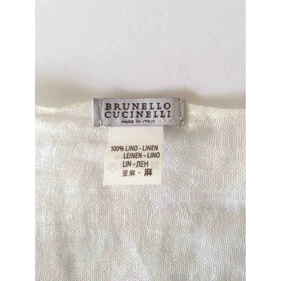 Pre-owned Brunello Cucinelli Linen Stole In White