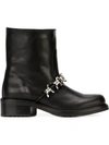 Dsquared2 50mm Barbed Wire Leather Biker Boots, Black In 黑色