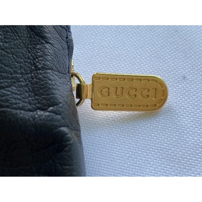 Pre-owned Gucci Leather Gloves In Navy