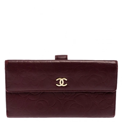 Pre-owned Chanel Burgundy Leather Wallet