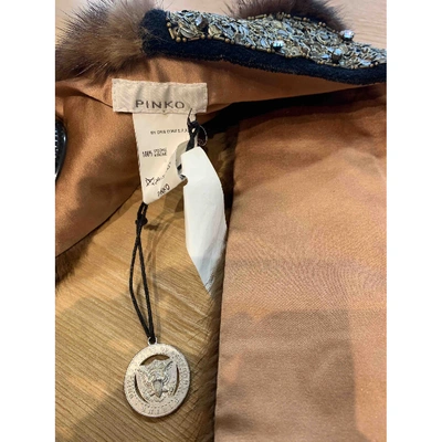 Pre-owned Pinko Brown Mink Scarf