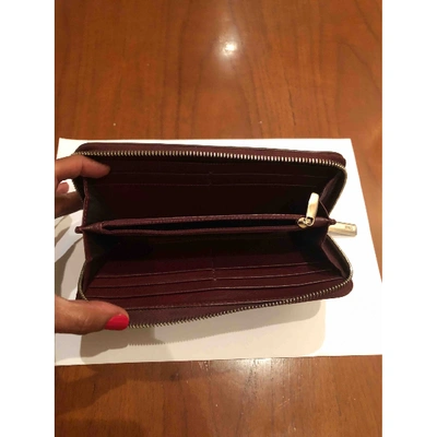 Pre-owned Armani Collezioni Leather Wallet In Burgundy