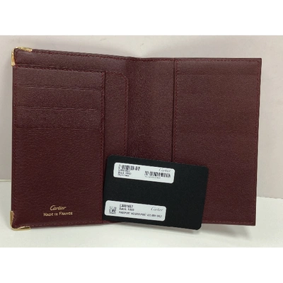 Pre-owned Cartier Leather Purse In Burgundy