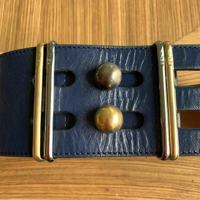 Pre-owned Fendi Leather Belt In Blue