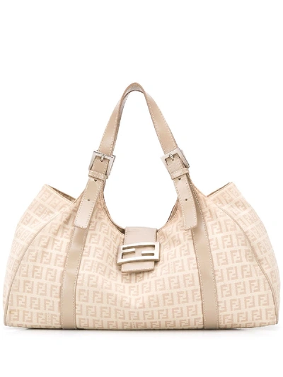 Pre-owned Fendi 2000s Zucca Tote Bag In Neutrals