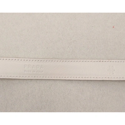 Pre-owned Prada Patent Leather Belt In Ecru
