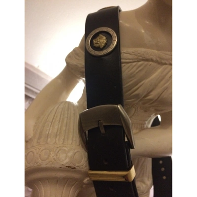 Pre-owned Versace Black Leather Belt