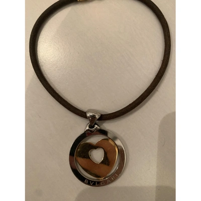 Pre-owned Bulgari Tondo Brown Gold And Steel Necklace